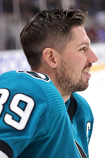 Sharks Captain Logan Couture during pregame warm-ups